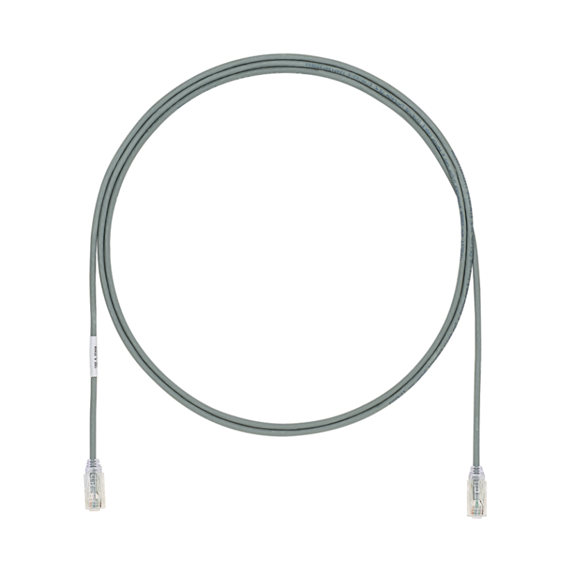 Panduit PanNet TX6A-28 UTP28X10GY Small Diameter Patch Cord, Cat 6A, 28 AWG F/UTP Solid Copper Conductor, RJ45 Modular Plug Connector, 10 ft L Cord