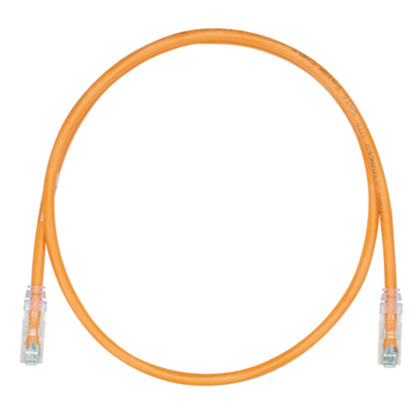 Panduit® PanNet® TX6™ PLUS UTPSP15ORY U/UTP Patch Cord, Cat 6, 24 AWG Stranded Copper Conductor, RJ45 Modular Plug Connector, 15 ft L Cord
