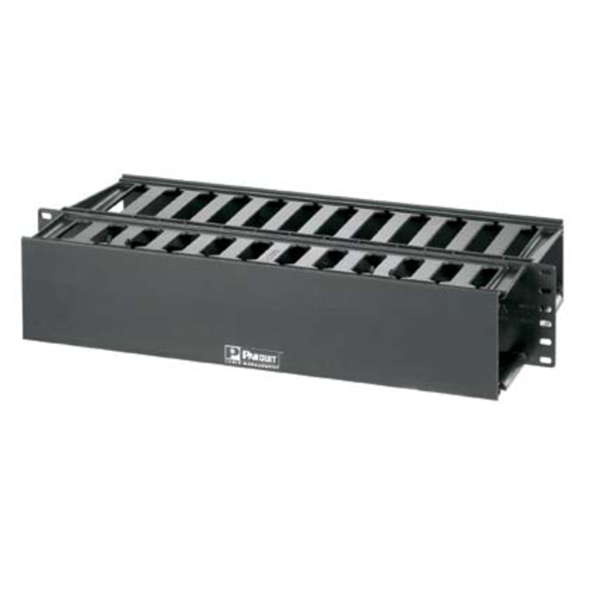 Panduit® PatchLink™ WMP1E 2RU Dual Sided Horizontal Cable Manager, Rack Mount, ABS, Black