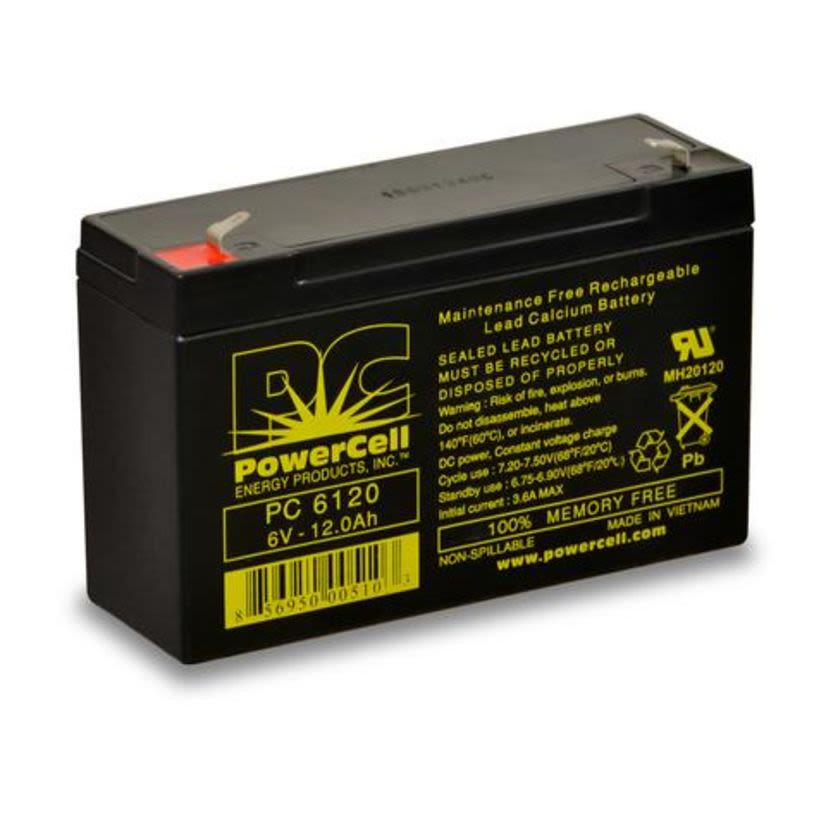 PowerCell PC6120 6V 12.0 AH Sealed Lead Acid Battery, Emergency Exit Light Battery