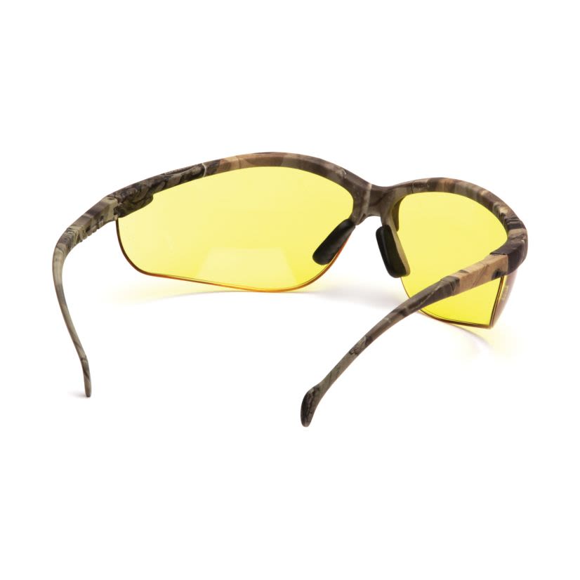 Pyramex® Venture II® SH1830S Safety Eyewear, Anti-Scratch, Amber Lens, Realtree Hardwoods® HD Frame, Camouflage, Nylon 6.6 Frame, Polycarbonate Lens, ANSI P Z87.1, CAN/CSA Z94.3-15, CE EN166, MIL-PRF 32432