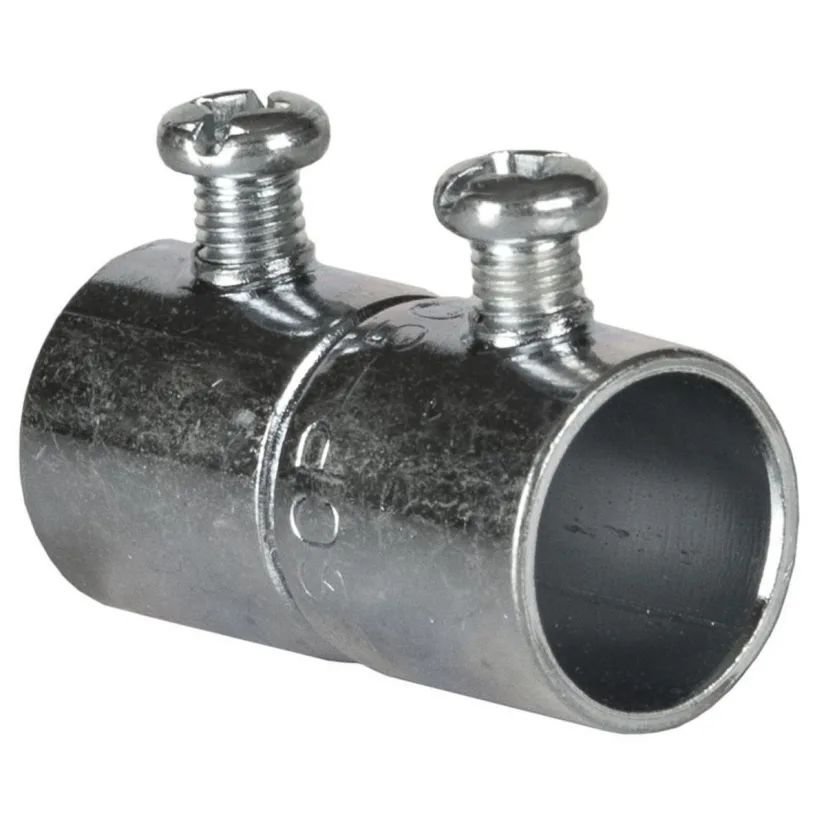 Hubbell RACO 2022 Set Screw Conduit Coupling, 1/2 in, For Use With EMT Conduit, Steel, Electro-Plated Zinc