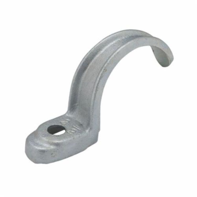 Hubbell RACO 1303 1-Hole 1-Piece Conduit Strap, 3/4 in, For Use With Rigid/IMC Conduit, Malleable Iron, Electro-Plated Zinc