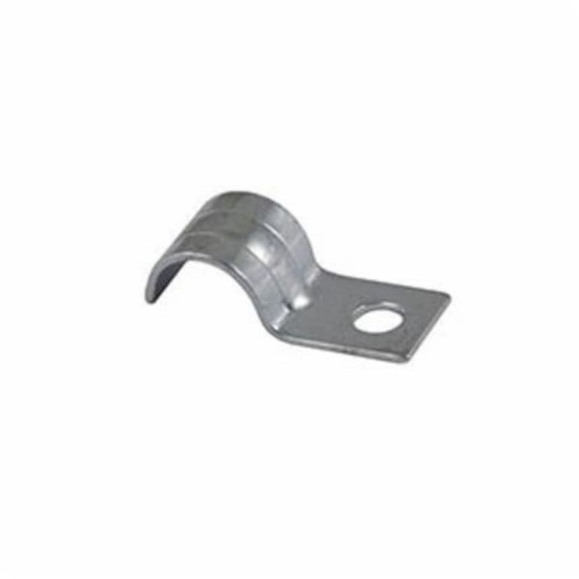 Hubbell RACO 2081 1-Hole 1-Piece Push-On Conduit Strap, 3/8 in, For Use With AC/MC Conduit, Steel, Electro Zinc Plated