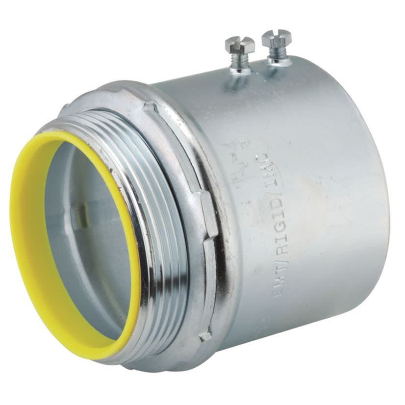 Hubbell RACO 2162RAC Insulated Set Screw Conduit Connector, 3 in Trade, Steel, Electro-Plated Zinc