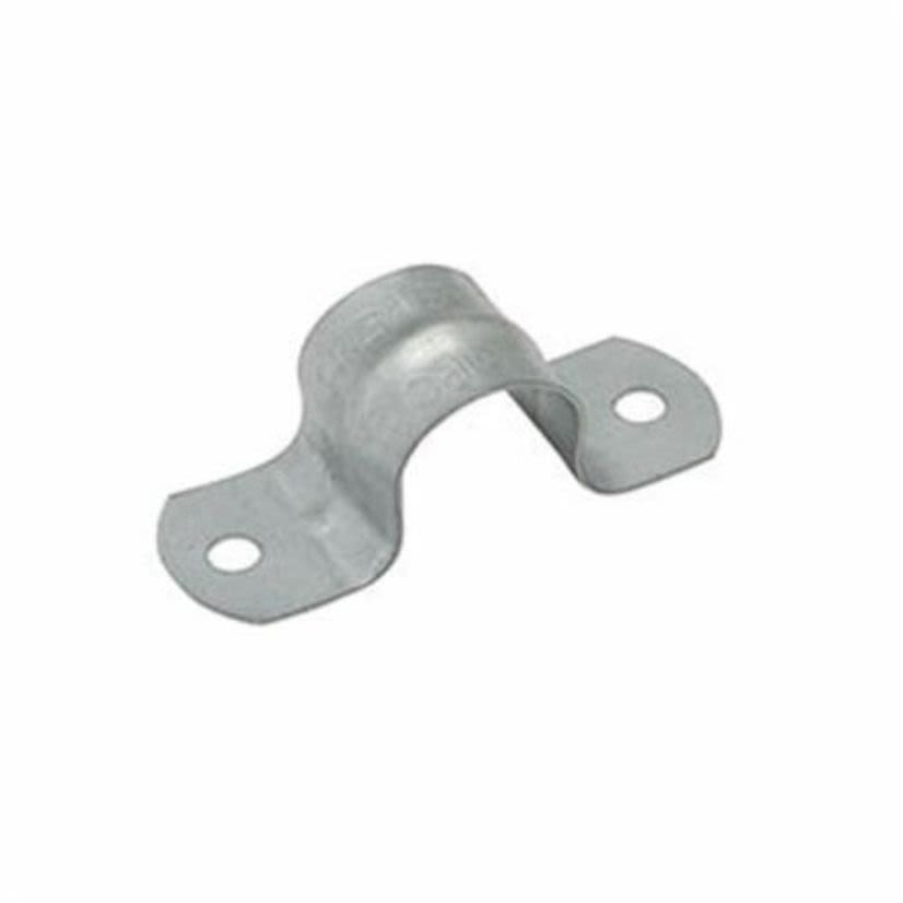 RACO 2245-2 2-Hole 1-Piece Conduit Strap, 5 in, For Use With Liquidtight Flexible Metallic and Non-Metallic, Rigid/IMC Conduit, Steel, Electro-Plated Zinc
