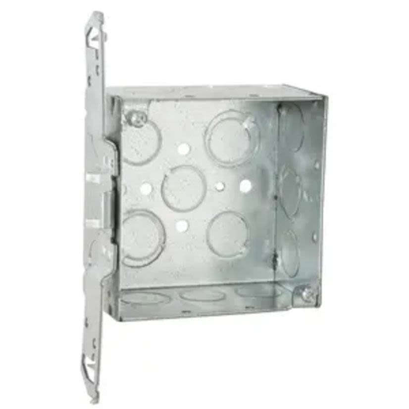 Hubbell RACO 235 Square Box With Conduit Knockout, Steel, 30.3 cu-in Capacity, 14 Knockouts, 4 in H x 4 in W x 2-1/8 in D