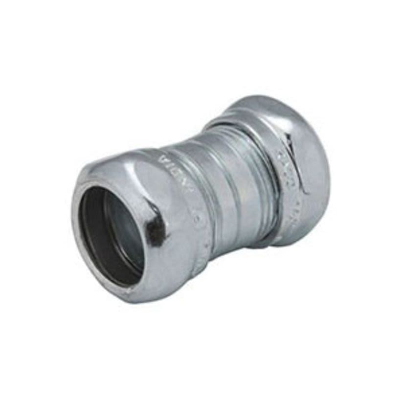 Hubbell RACO 2923 Compression Conduit Coupling, 3/4 in, Steel, Electro-Plated Zinc