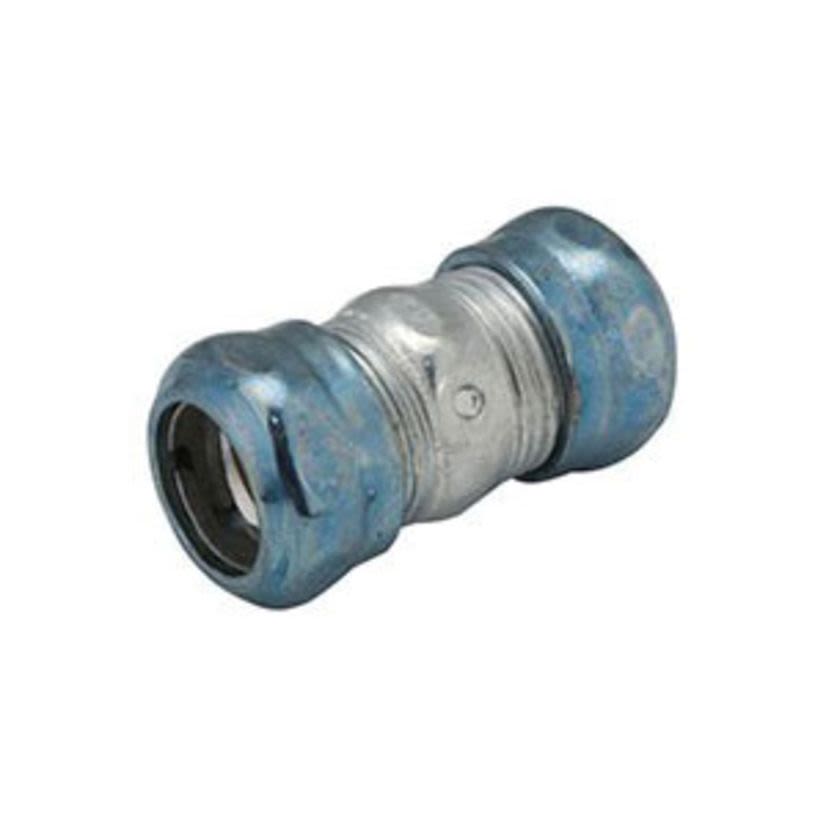 Hubbell RACO 2922RT Compression Raintight Conduit Coupling, 1/2 in, For Use With EMT Conduit, Steel, Electro-Plated Zinc