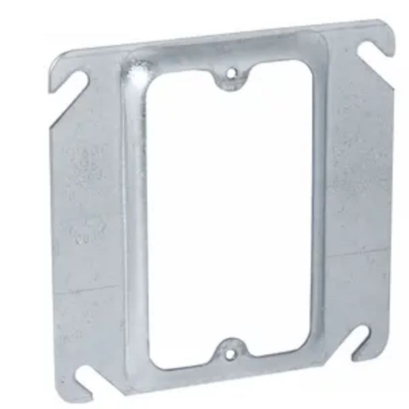 RACO 771 1-Device Raised Box Cover, 4 in L 4 in W 1/4 in D, Receptacle/Switch Cover, Drawn Steel