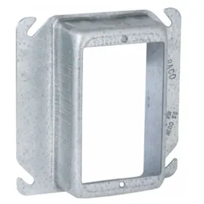 Hubbell RACO 775 1-Device Raised Box Cover, 4 in L x 4 in W, Receptacle/Switch Cover, Drawn Steel