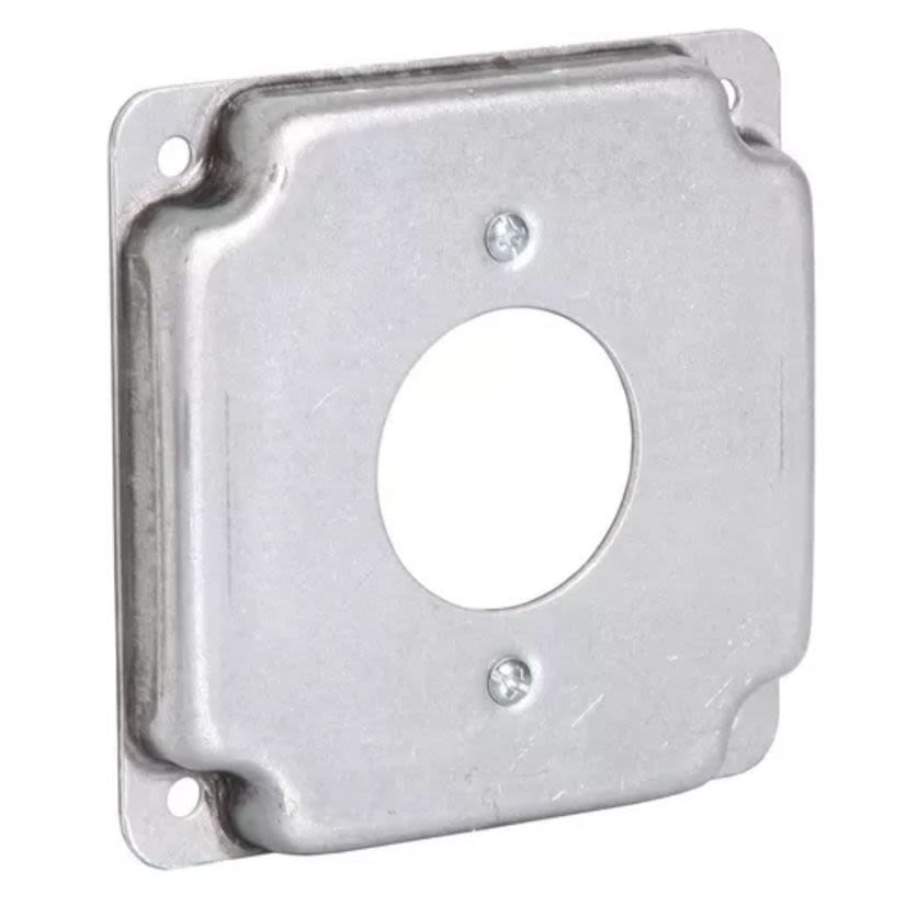 Hubbell RACO 812C Raised Exposed Work Cover, 4-1/8 in L x 4-1/8 in W, Receptacle Cover, Steel