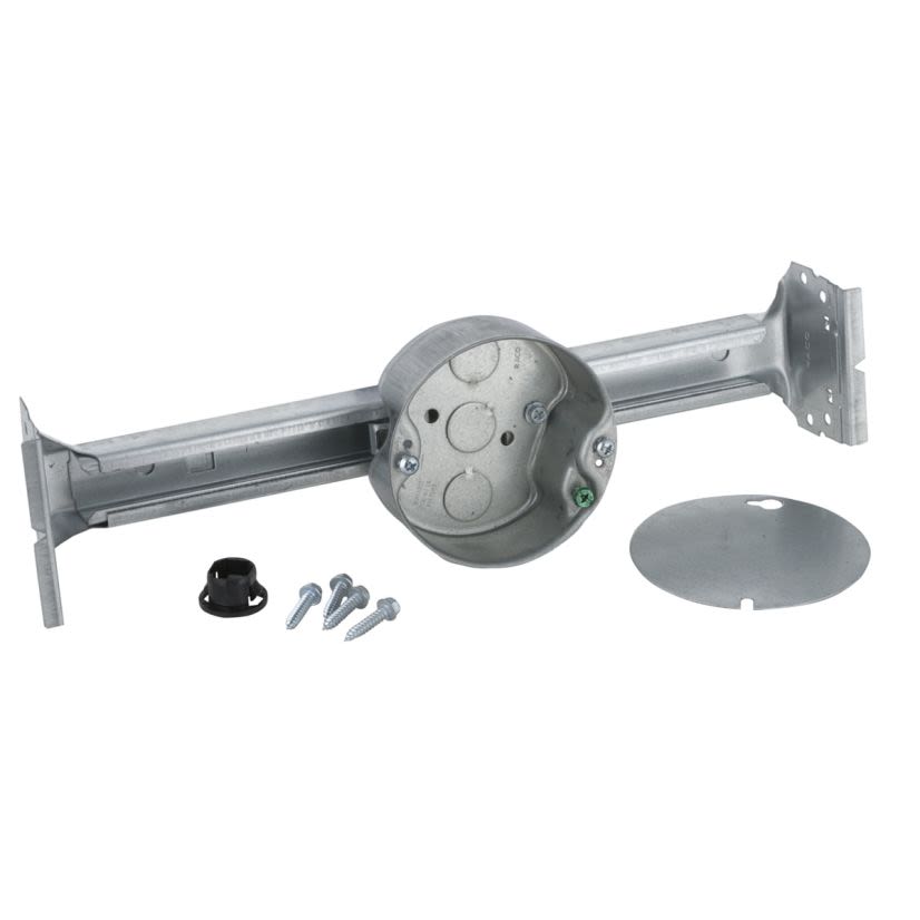 Hubbell RACO Kwik-Brace 926-1 Ceiling Fan Box, Steel, 15.5 Cu-in, 2 Knockouts