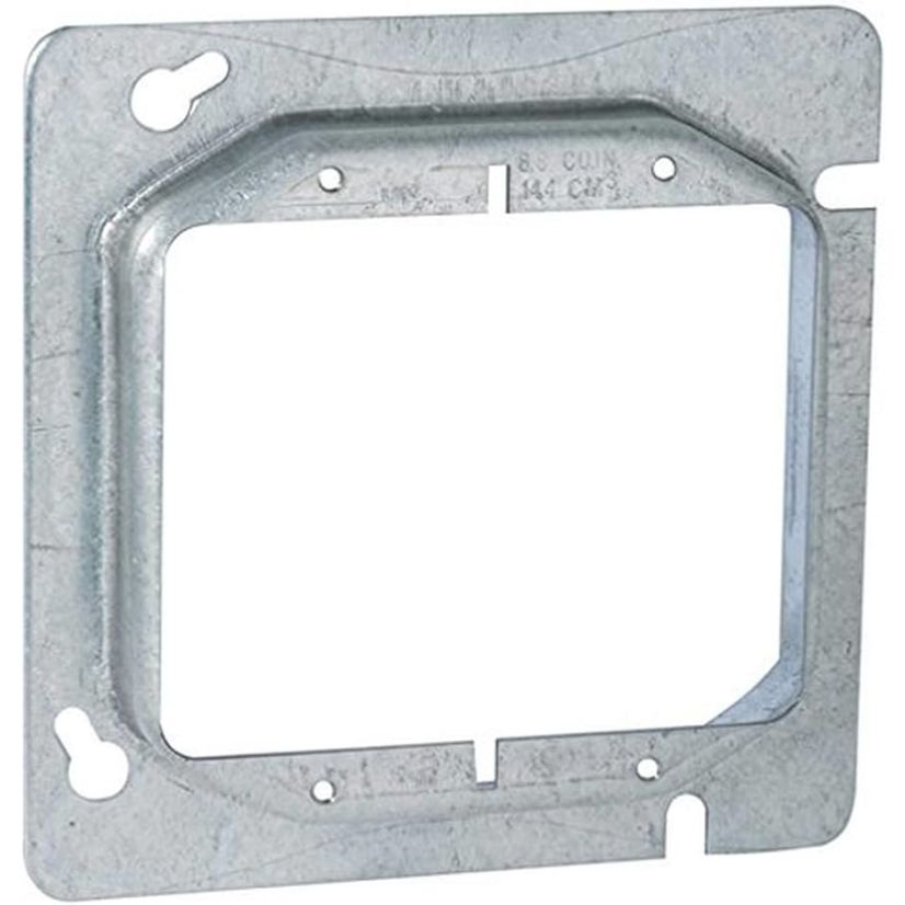 Hubbell RACO 840 2-Device Raised Box Cover, 4-11/16 in L x 4-11/16 in W, Receptacle/Switch Cover, Drawn Steel