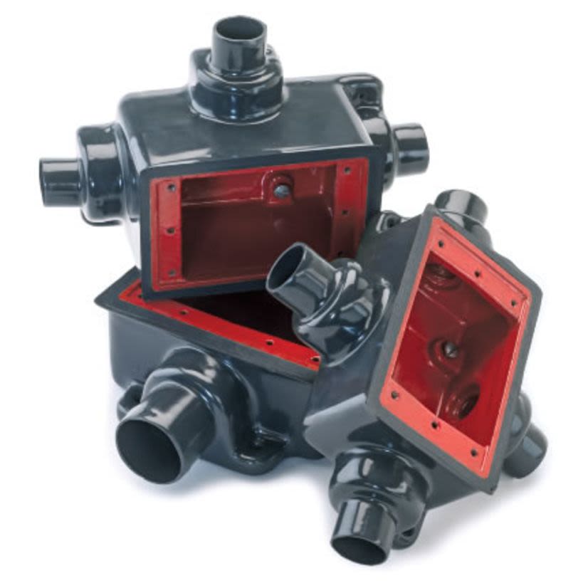 Robroy RedH2OT® PRFD2 FD Series Deep Conduit Device Box, 3/4 Inch Trade, 1 Gang, Steel, PVC Coated