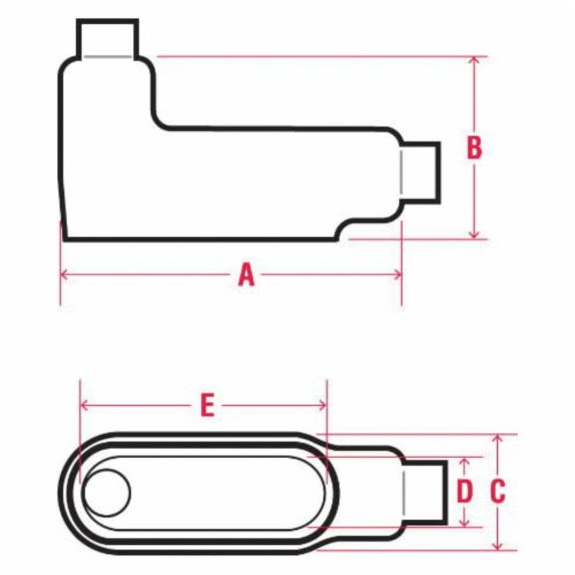 Robroy RedH2OT® PRLB37 Type LB Conduit Body With Cover, 1 Inch Hub, Form 7 Form, Steel, PVC Coated