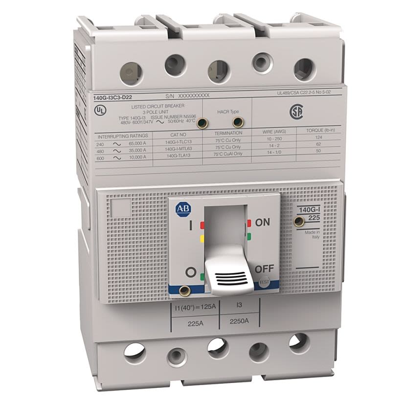 A-B Rockwell  140G-I3C3-D22 140G 225A Frame Molded Case CKT-BKR
