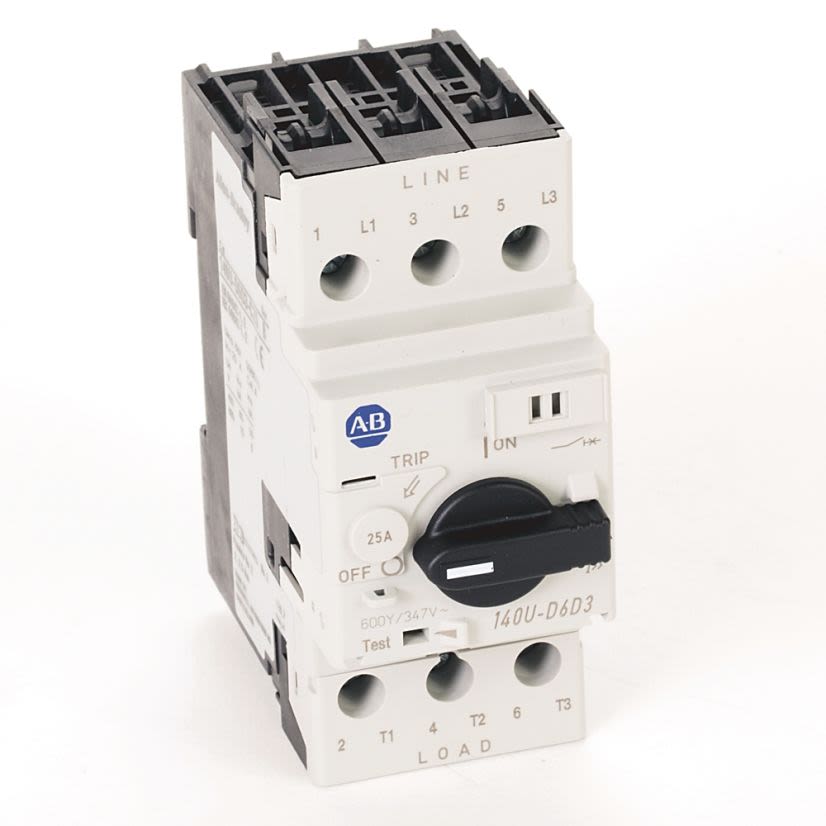 A-B Rockwell  140U-D6D3-C25 Circuit Breaker 3-Pole 25 A UL 489 **DISCONTINUED-Converts to 140UT-D7D3-C25**
