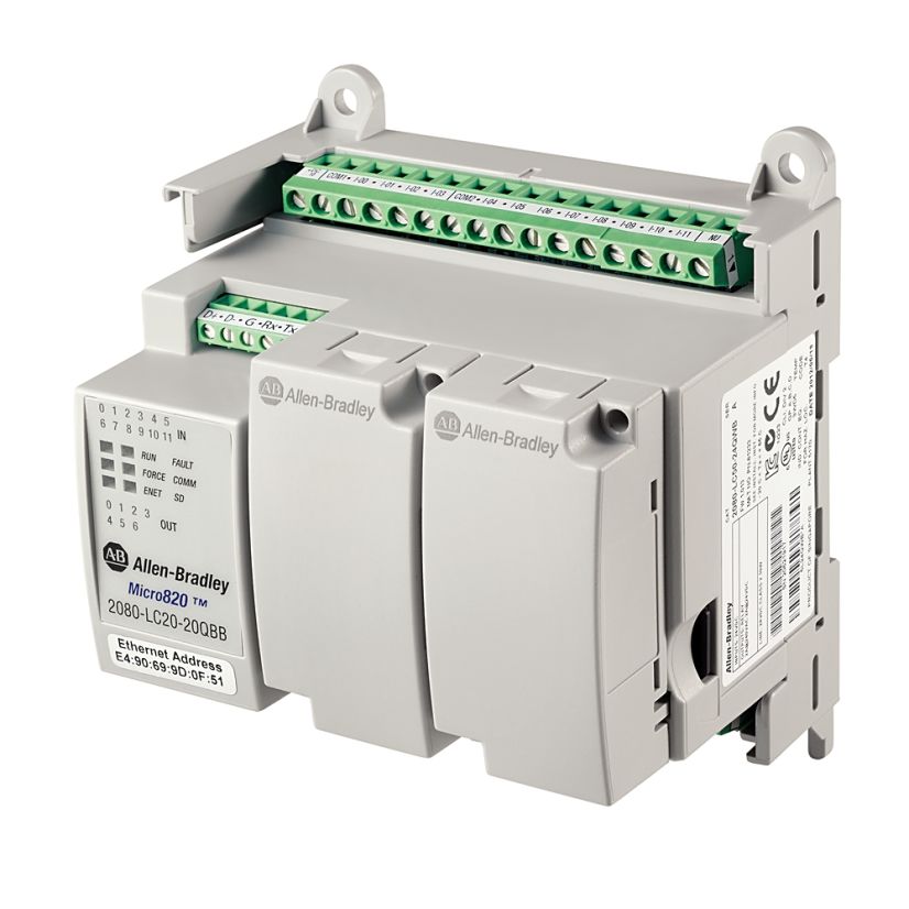 A-B Rockwell 2080-LC20-20QWB Micro 820 I/O Enet/IP Controller