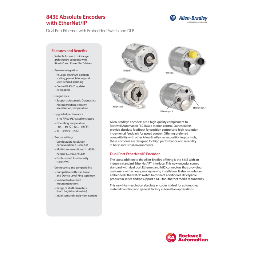 A-B Rockwell 843E-MIP4BA1 Multi-Turn Ethernet/IP Encoder