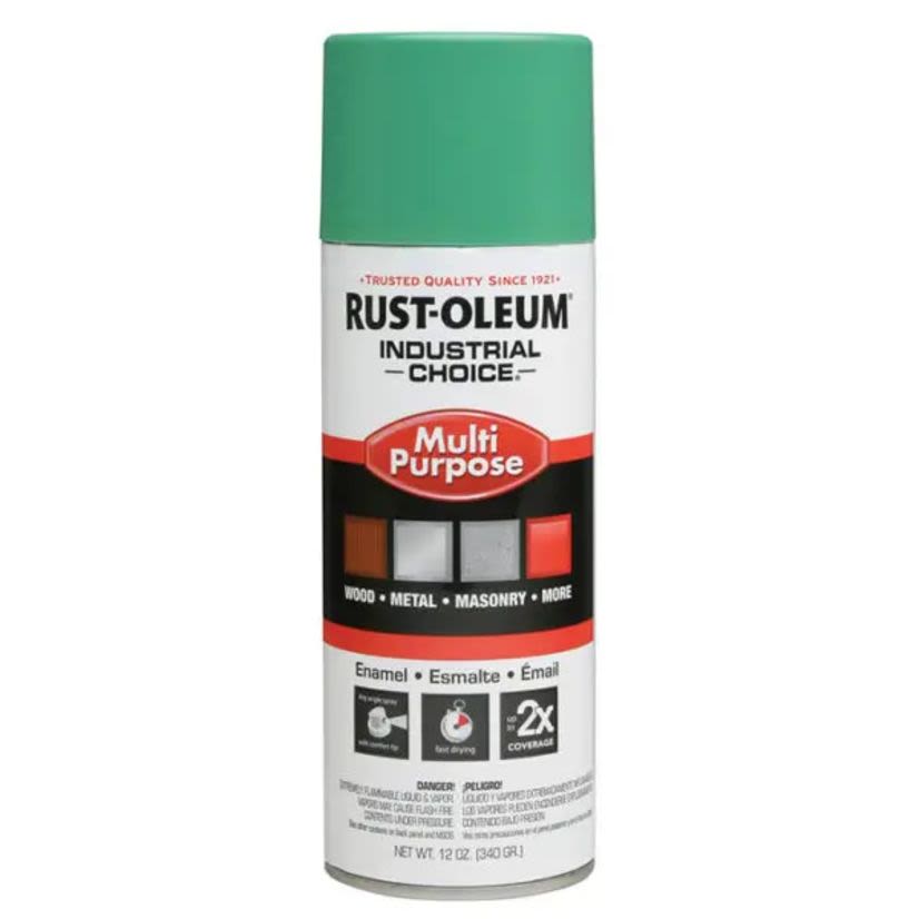 Rust-Oleum® 1633830 1600 System Multi-Purpose Enamel Spray Paint, 12 oz, Liquid, Safety Green, 12 to 15 sq-ft/can