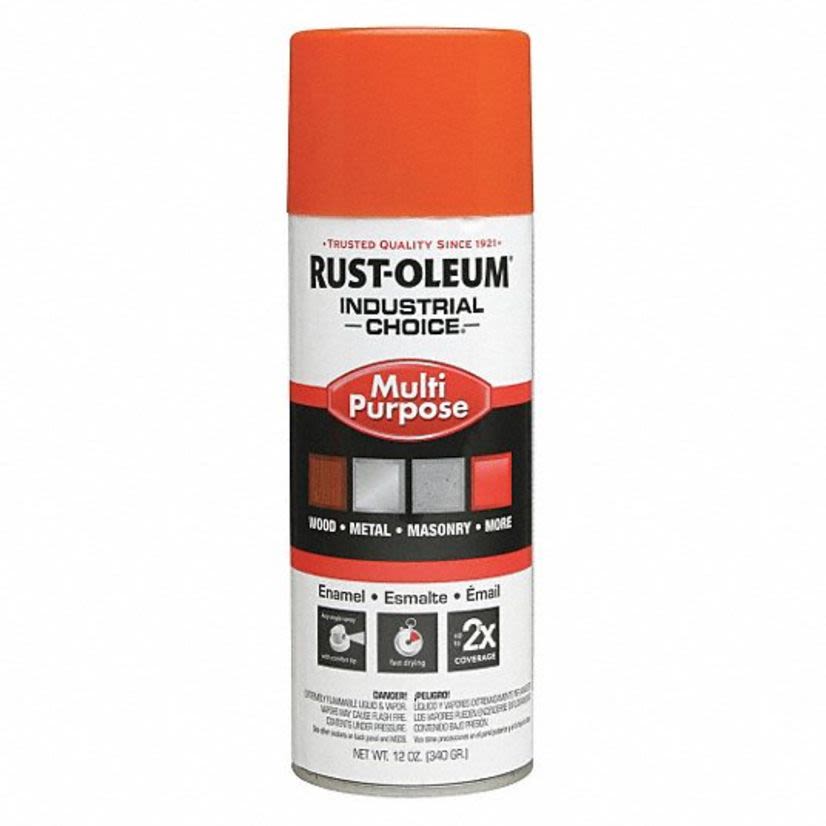 Rust-Oleum® 1653830 1600 System Multi-Purpose Enamel Spray Paint, 12 oz, Liquid, Safety Orange, 12 to 15 sq-ft/can