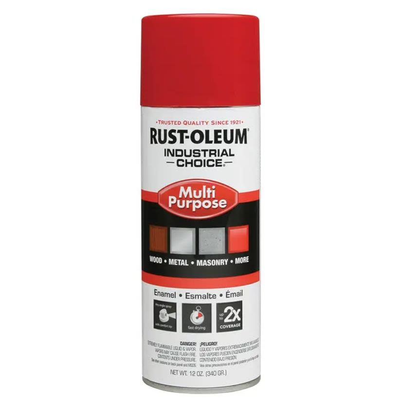 Rust-Oleum® 1660830 1600 System Multi-Purpose Enamel Spray Paint, 12 oz, Liquid, Safety Red, 12 to 15 sq-ft/can