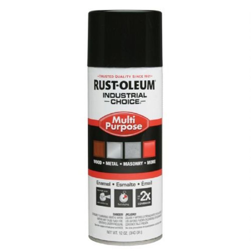 Rust-Oleum® 1679830 1600 System Multi-Purpose Enamel Spray Paint, 12 oz, Liquid, Black, 12 to 15 sq-ft/can