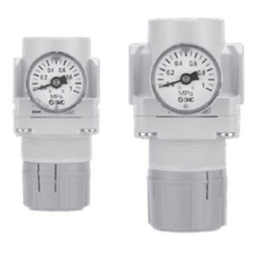 SMC ARG20P-270AS ARG20 Series Bracket Assembly, For Use With ARG20 Series, -5 to 60 deg C, 1 MPa Operating Pressure, 0.13, 0.25 in Port Size, Polycarbonate