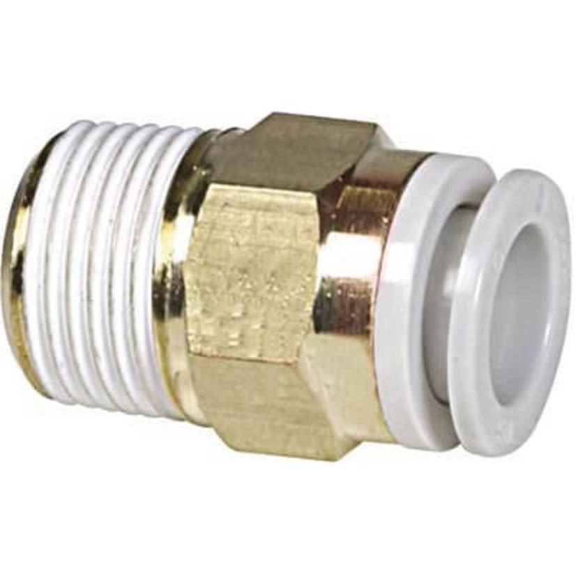 SMC KQ2H10-04S KQ2 Pneumatic Connector, 10 mm Nominal, Male End Style, Brass/Stainless Steel
