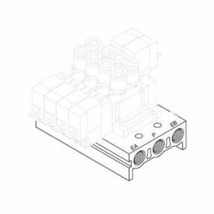 SMC SS5Y5-41-02-C6 SY5000 Bar Stock Individual Wiring Solenoid Valve Manifold, 2 Stations, 6 in Outlet