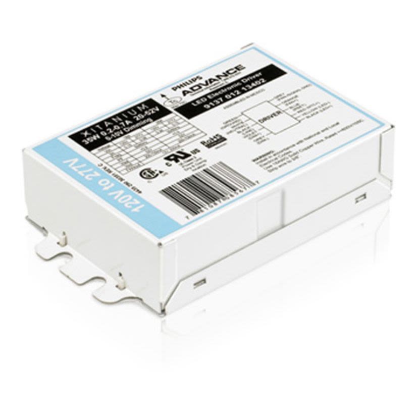 Advance Xitanium 913701213402 Dimmable Electronic LED Driver, 120 to 277 V AC Input, 20 to 56 VDC Output, 35 W, 5 in L x 3 in W