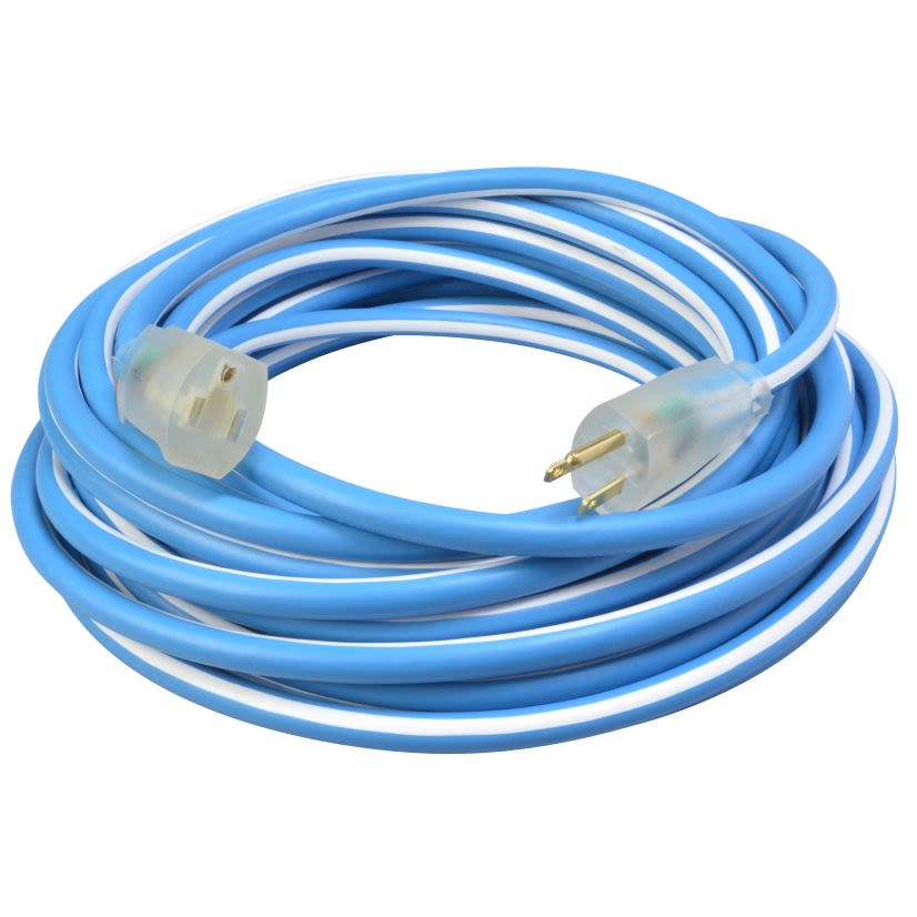 Southwire® 1639SW0061 12/3 SJEOW 100'POLAR SOLAR SUPREME BLUE W/WHITE STRIPE EXTENSION CORD