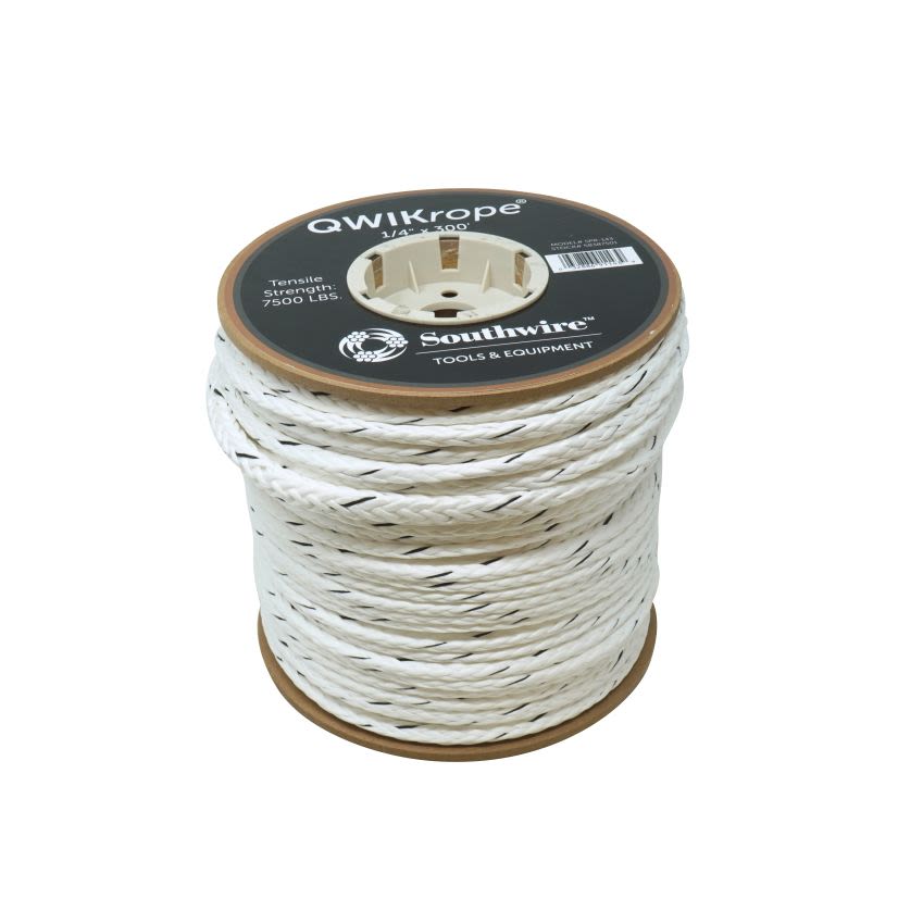 QWIKrope 58387501 UHMWPE Pulling Rope, 1/4 in OD, 300 ft L, 7500 lb Tensile Strength, 2500 lb Working, Polyethylene Fiber
