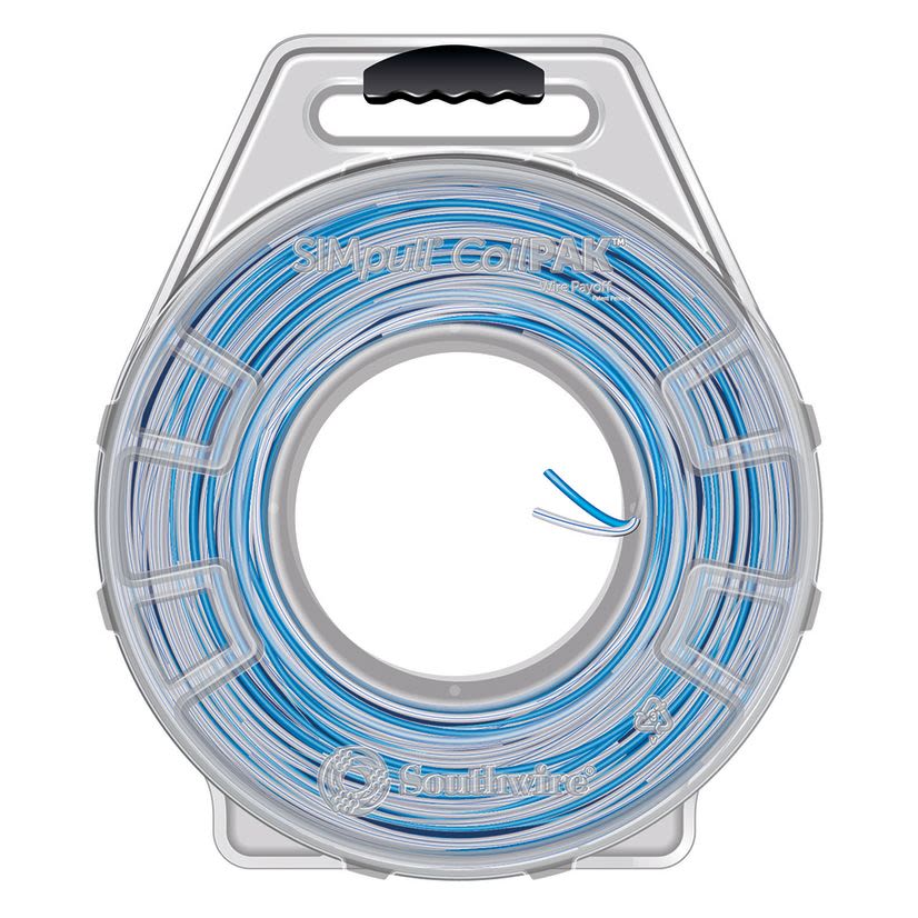 Southwire SIMpull 58725401 THHN Parallel Building Wire, 600 V AC, (2) 10 AWG Stranded Copper Conductor, 600 ft L, Blue/White