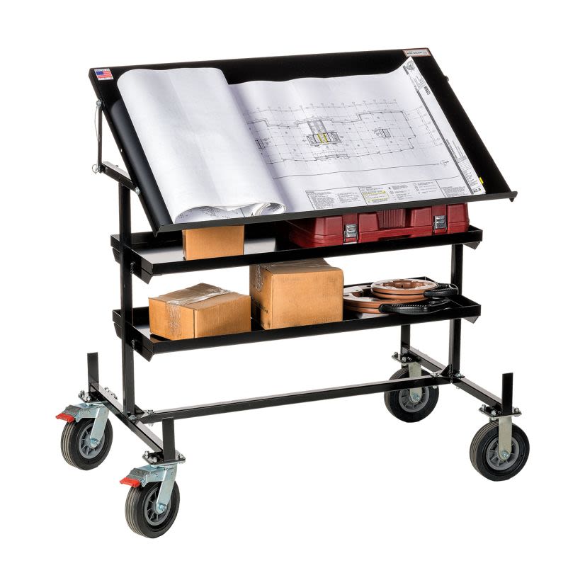 Wire Wagon 56825501 Work Station Mobile Print Table, 54 in L x 32 in W x 42 in H, 1000 lb Load