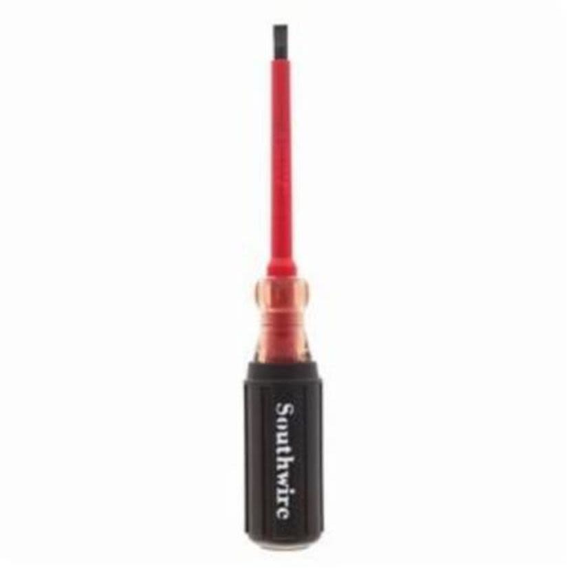 Southwire 582844 Screwdriver, 1/4 in Slotted Point, Stainless Steel Shank, 8-1/2 in OAL, Plastic Handle, Polished Chrome