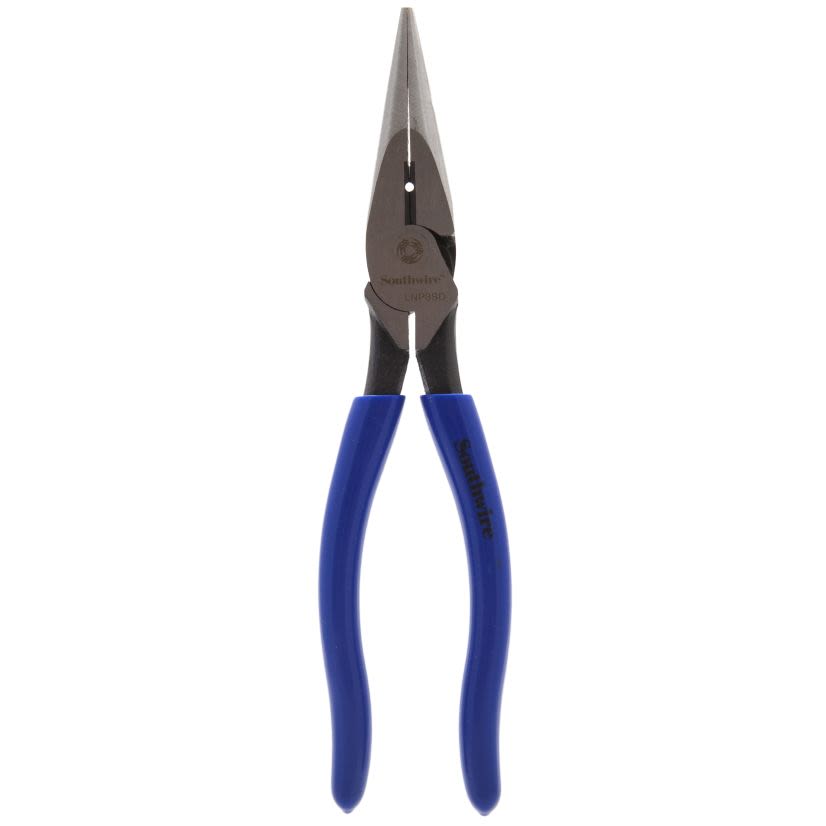 Southwire 582897 Heavy Duty Long Nose Plier With Side Cut Stripper Dipped Handle, Knurled Steel Jaw, 8.38 in OAL