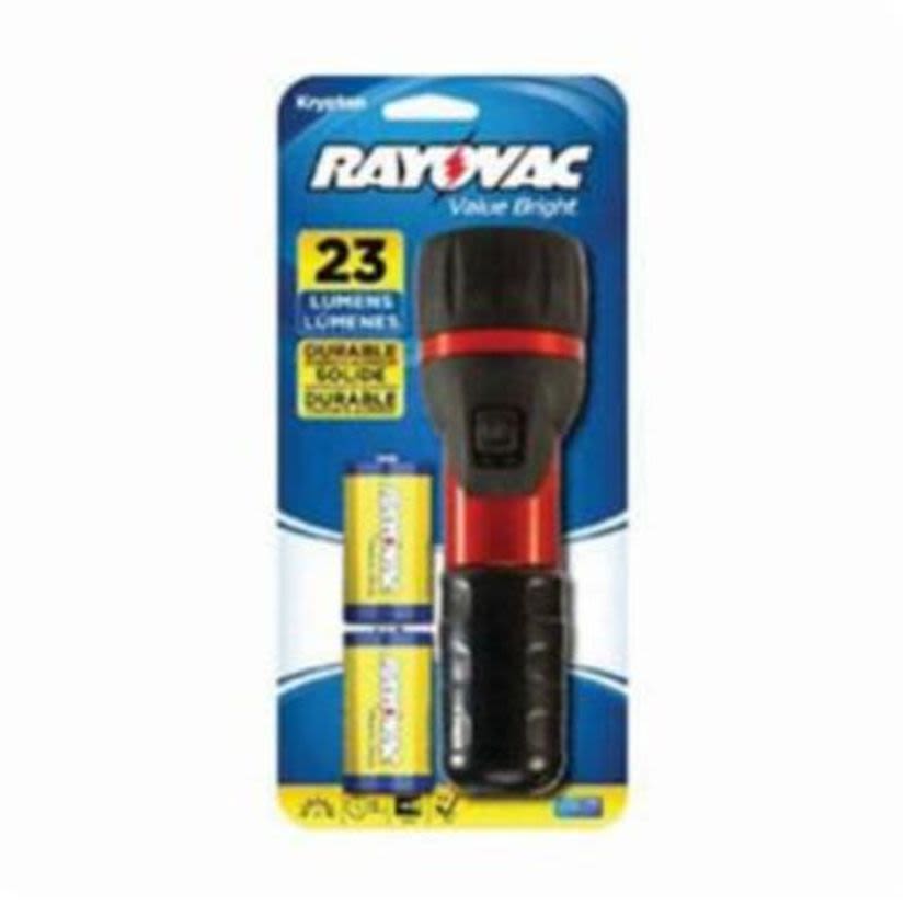 Spectrum Brands Rayovac® 2D-B-RB Value Bright™ Handheld Flashlight, 1.19 W, Krypton Bulb, Rubber Housing, 23 Lumens Lumens