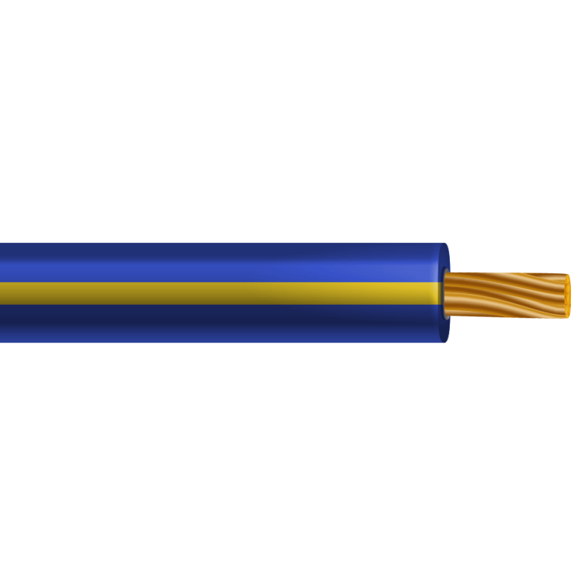 THHN Cable - Stranded, Blue w/ Yellow Stripe, 10 AWG, 500ft Spooled