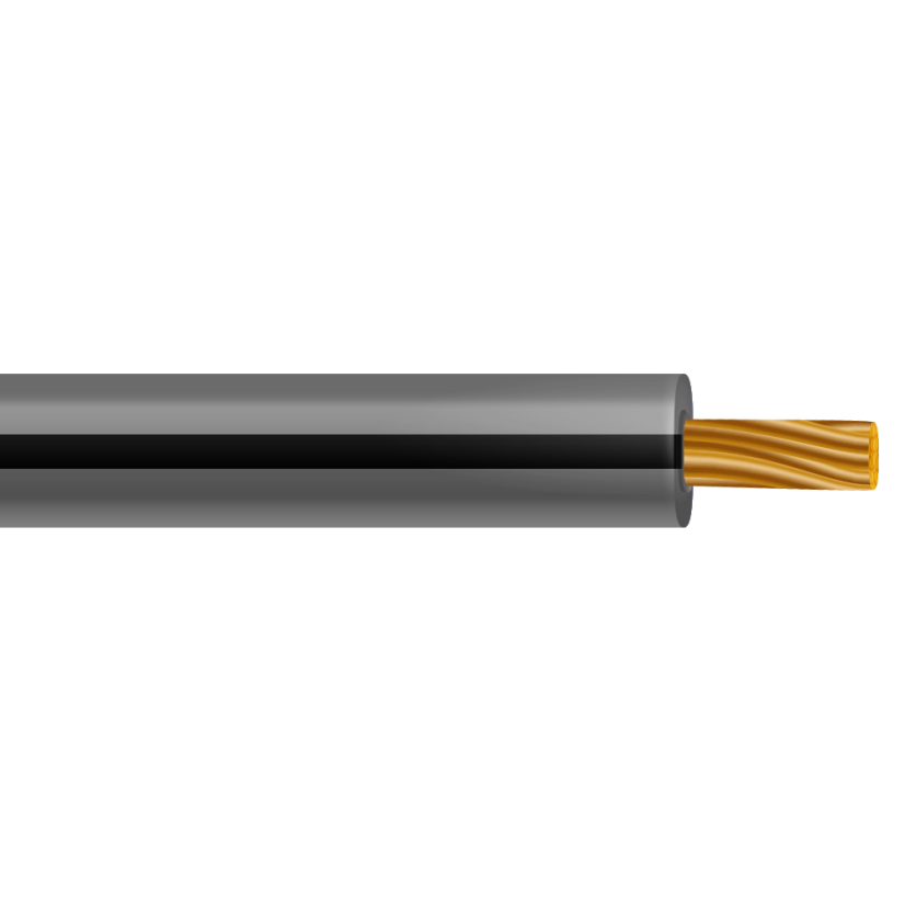 THHN Cable - Stranded, Gray w/ Black Stripe, 18 AWG, 500ft Spooled