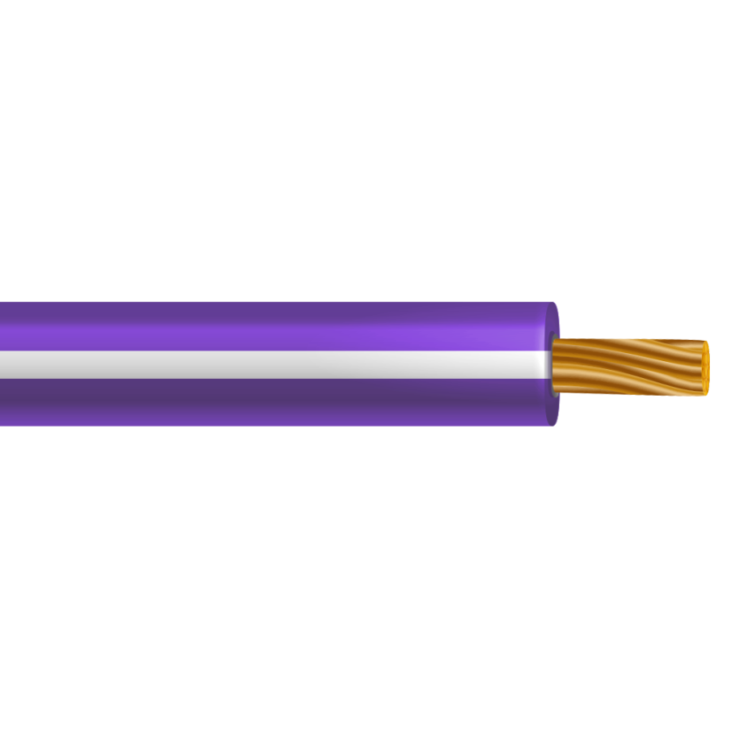THHN Cable - Stranded, Purple w/ White Stripe, 18 AWG, 500ft Spooled