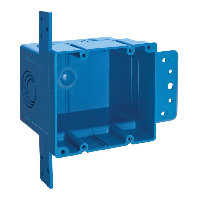 Thomas & Betts Carlon® A238 ENT Flexible Raceway Non-Metallic Outlet Box With Eccentric Knockouts, PVC, 38 cu-in, 2 Gangs, 5 Knockouts