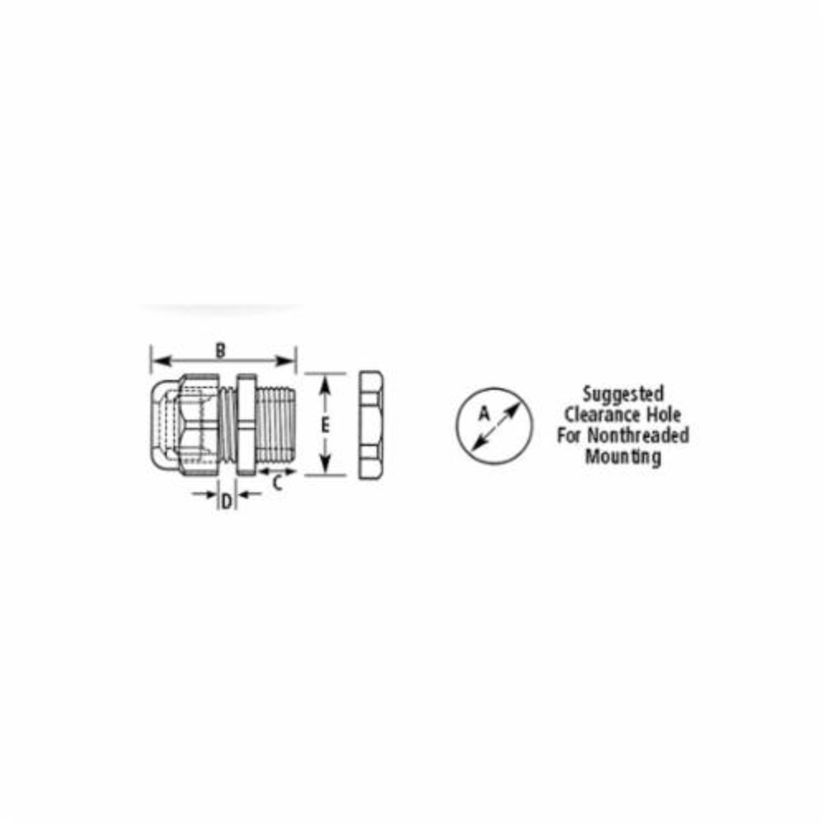 Thomas & Betts Carlon® LH50 Straight Cord Grip With NPT Threads, 1/2 in Trade, 0.17 to 0.47 in Cable Openings, Nylon, Electro Plated Zinc/Chromate
