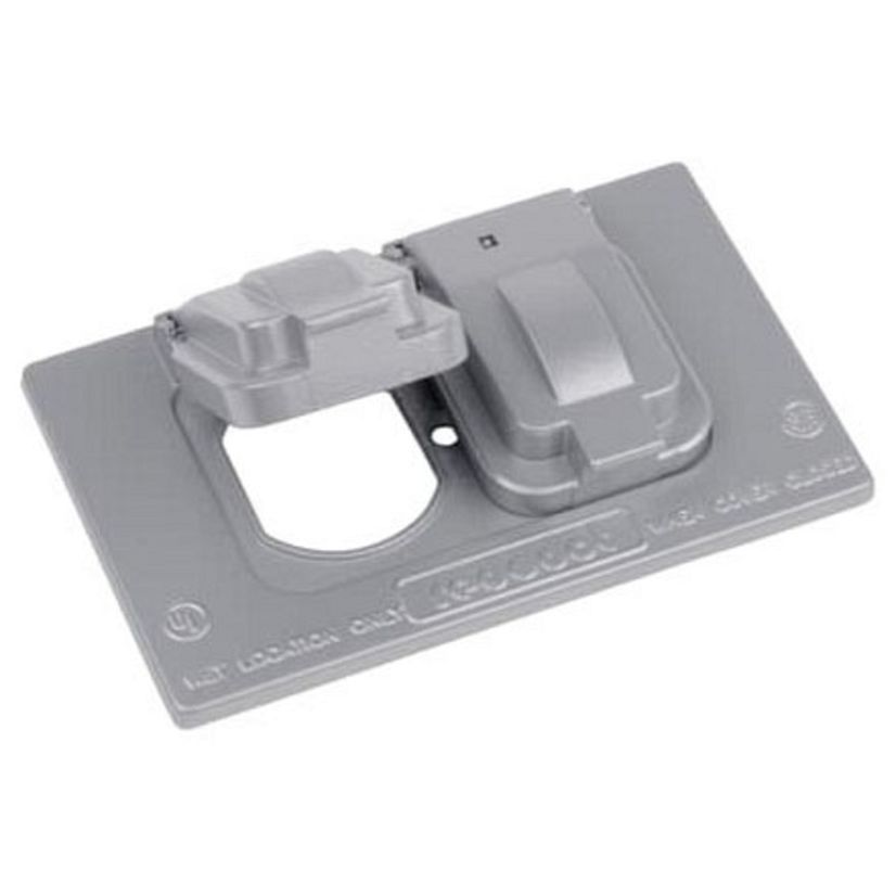 Thomas & Betts Red Dot® Dry-Tite® CCD Weatherproof Receptacle Cover, 4-9/16 in L x 2-27/32 in W, Die Cast Aluminum