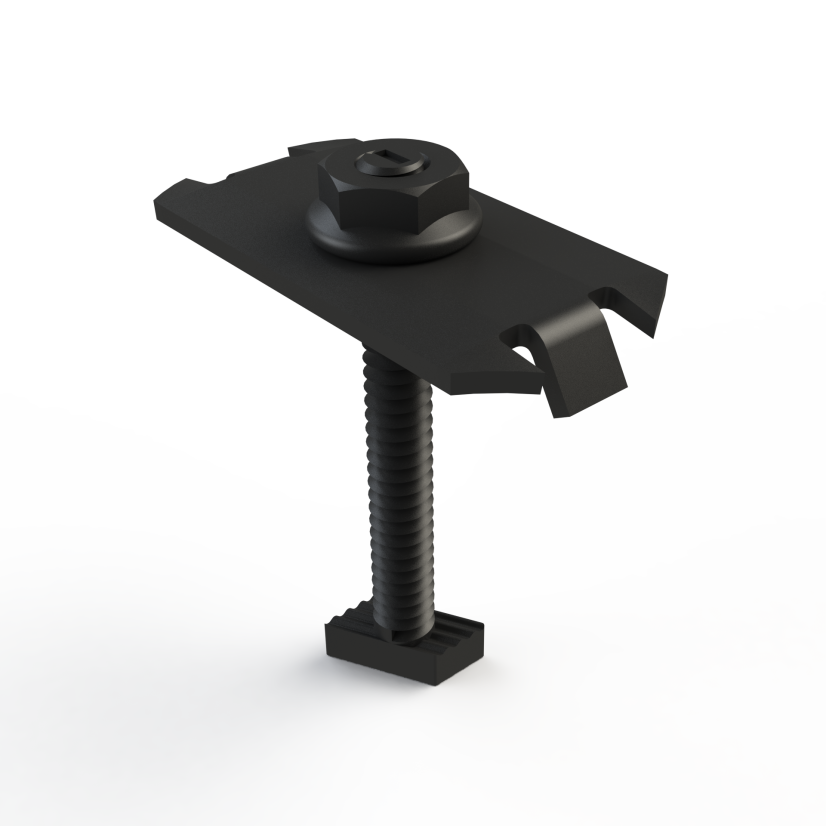 Unirac 302027D Pre-Assembled Integrated Bonding Top Mounting Mid Clamp, For Use With SOLARMOUNT Rail Based Mounting System, 2 in L Bolt, Stainless Steel