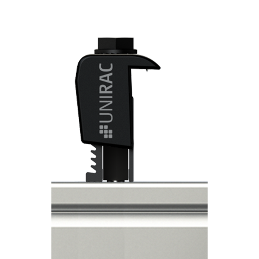 Unirac 302050D Universal Aesthetic Fastener End Clamp, For Use With SOLARMOUNT Rail Based Mounting System, Aluminum, Black