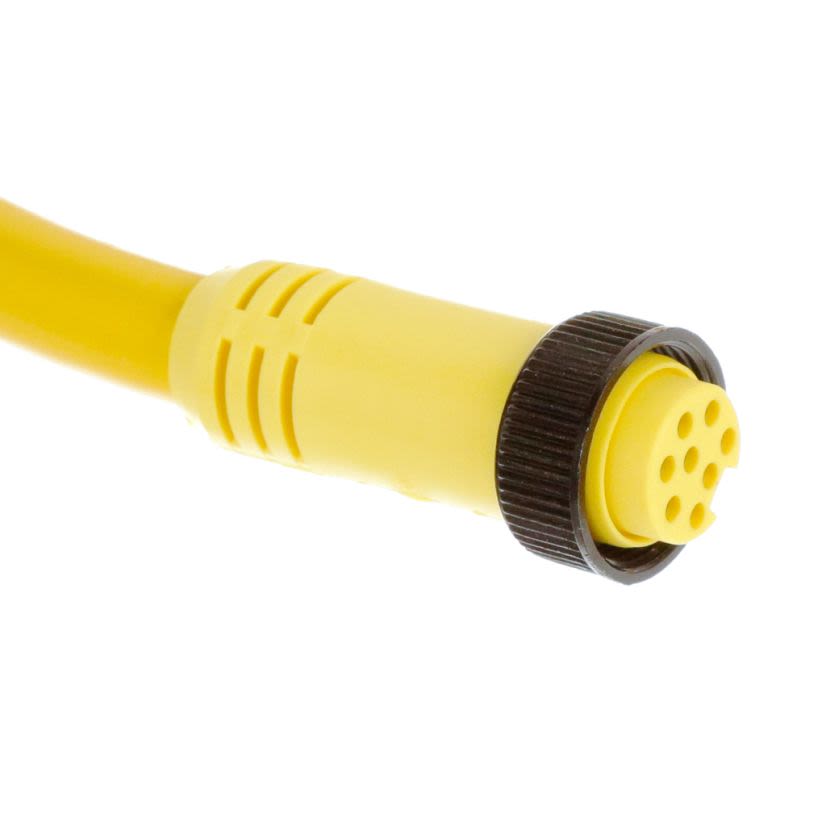 Molex Woodhead® Brad® Mini-Change® 130007-0143 B-Size Single End Cordset, 1-16 UN Straight Female x Pigtail Connector, 6 ft L Cable, 8 Poles, Single Keyway