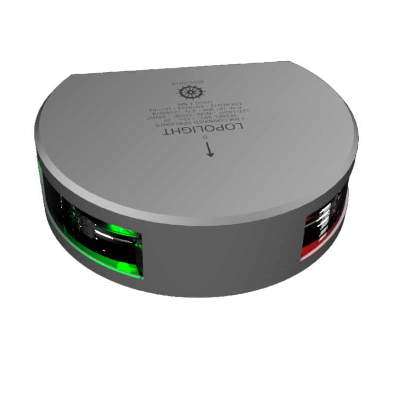 Lopolight 101-004 1Nm 2X112,5° Red/Green Sidelight, Silver, Vert Mnt