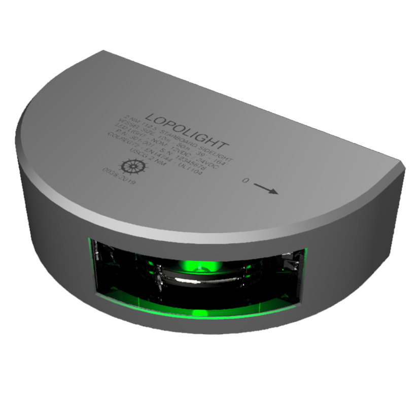 Lopolight 301-001 2Nm 112,5° Green, Starboard, Silver Anodized